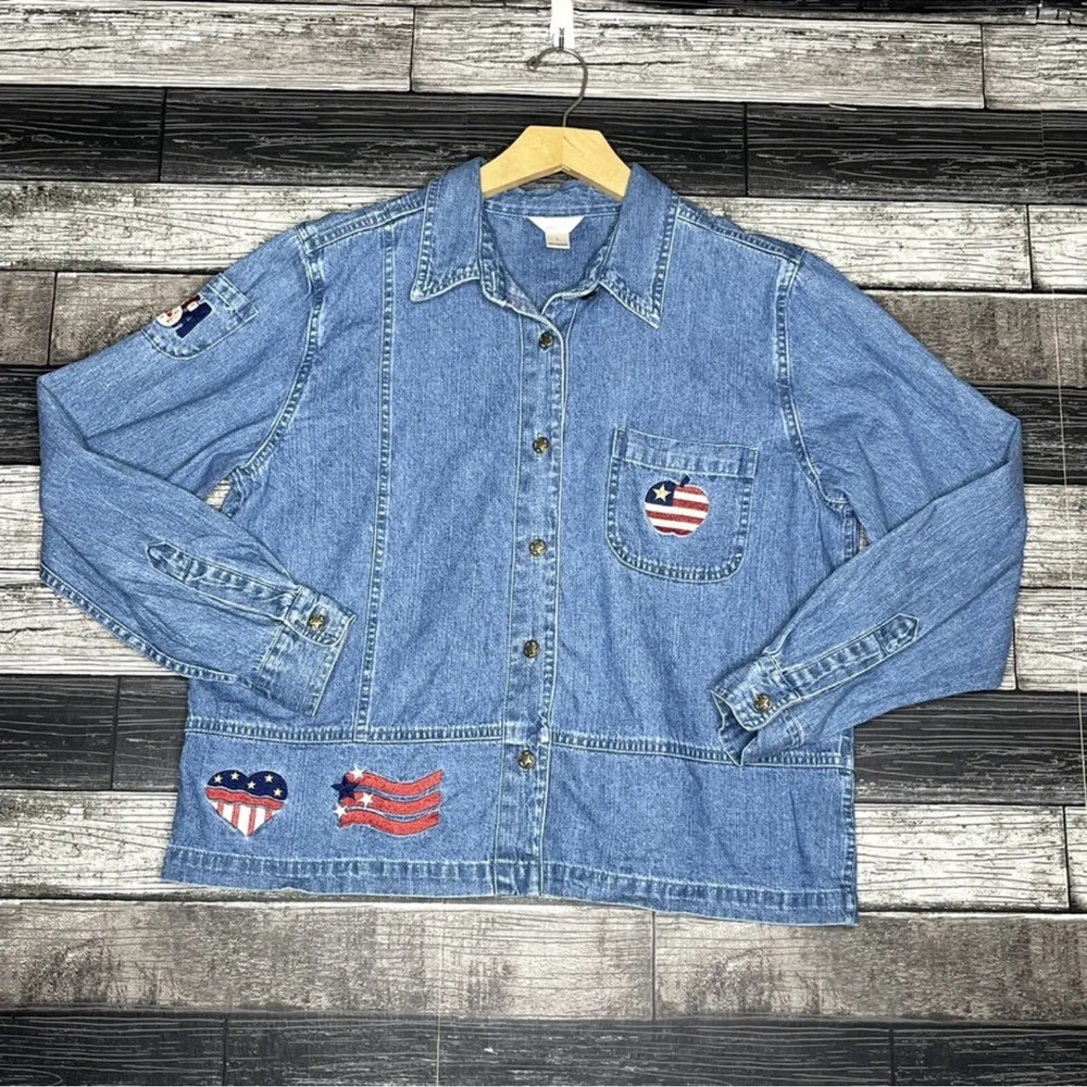 Christopher and Banks Denim‎ Button Down Shirt Womens Size Large American USA